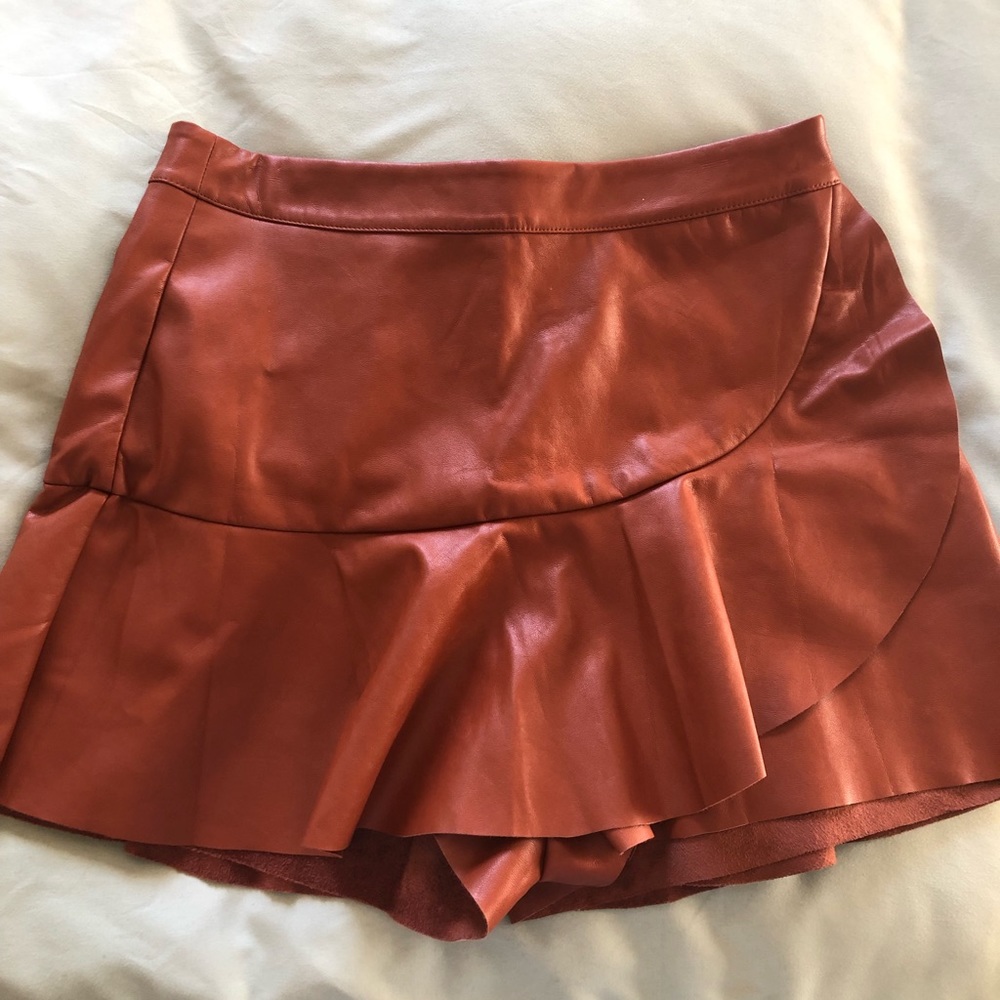 Brown Leather Skort